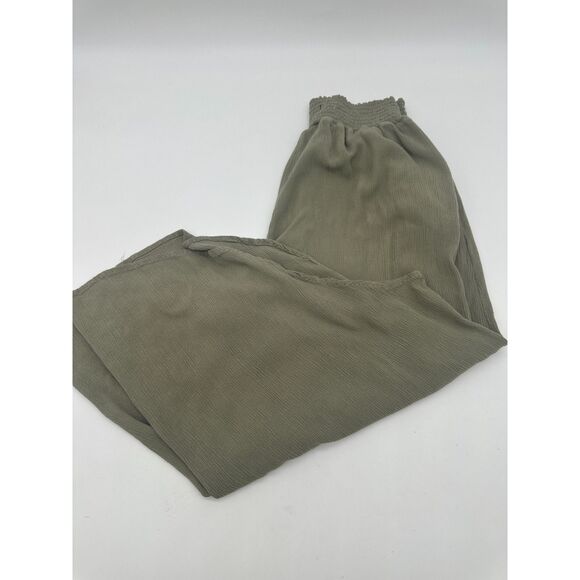 Rewash Casual Pants High Rise Capri Beach Pants Elastic Band Sz M Green - Picture 1 of 9